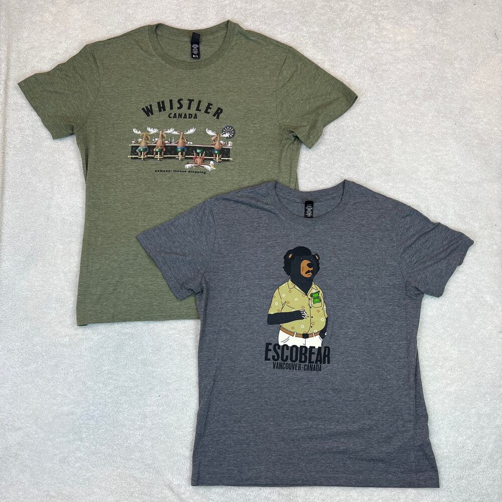 Escobear Vancouver And Moose Droppings Whistler Canada Graphic Tees Men's Sz L